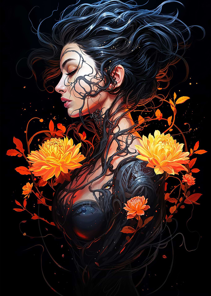 Floral Cyborg Girl