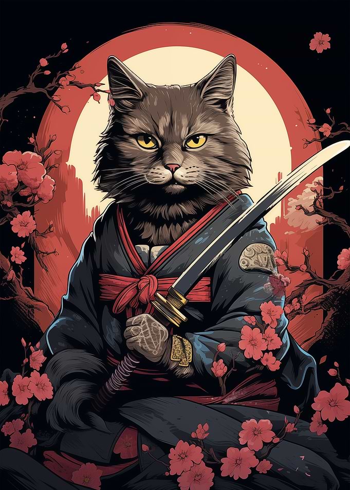 Cat Samurai Portrait