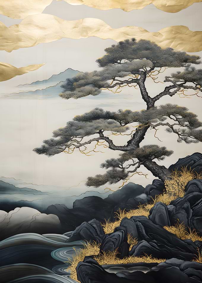 Mountain Tree Kintsugi Art