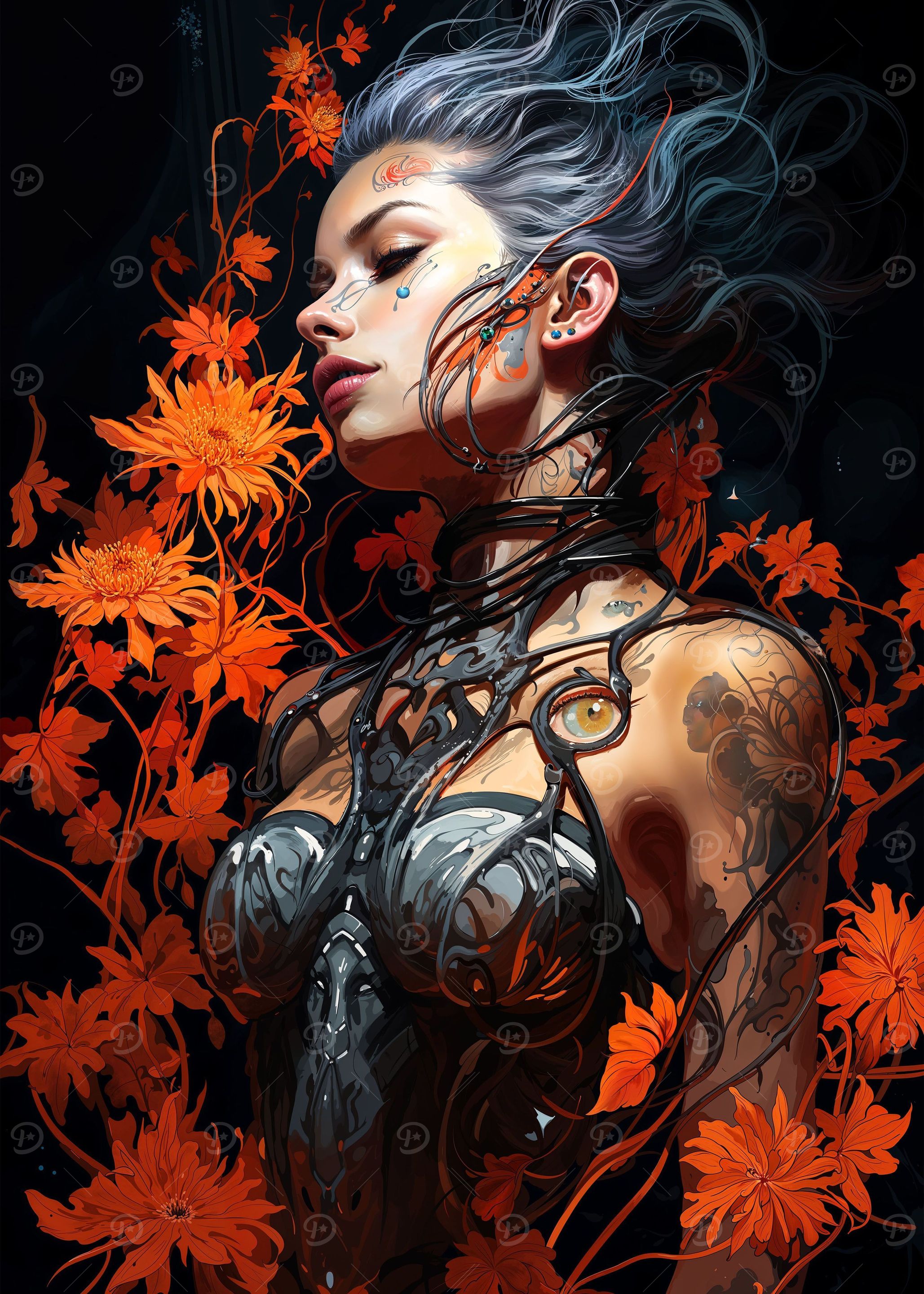 Floral Cyborg Girl