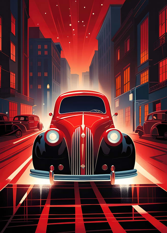 Vintage Red Car 40s