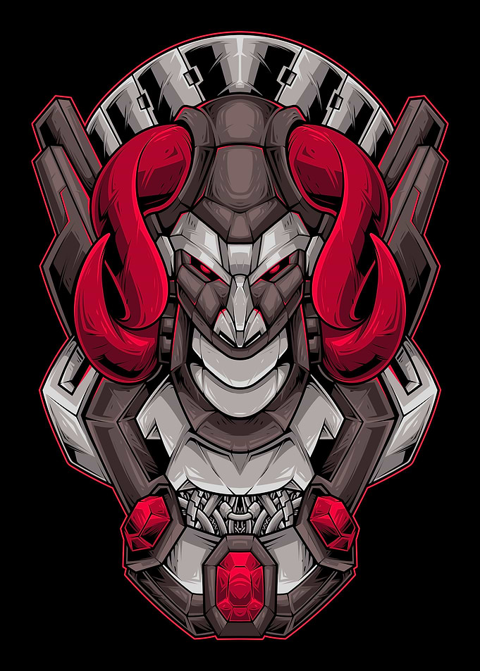 Humanoid Bull Cyberpunk