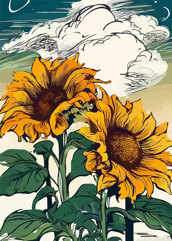 sun flowers poster art