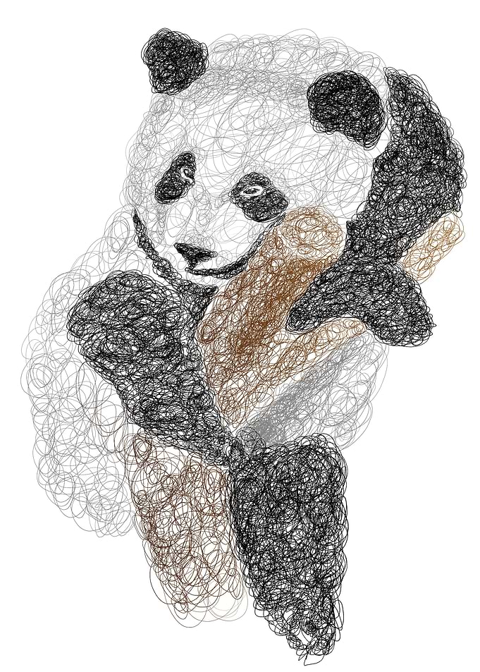 Scribble art Panda on tree
