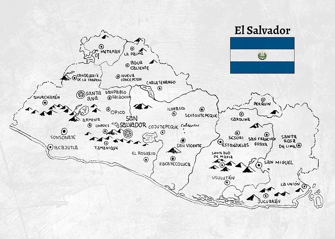 Handdrawn El Salvador Map