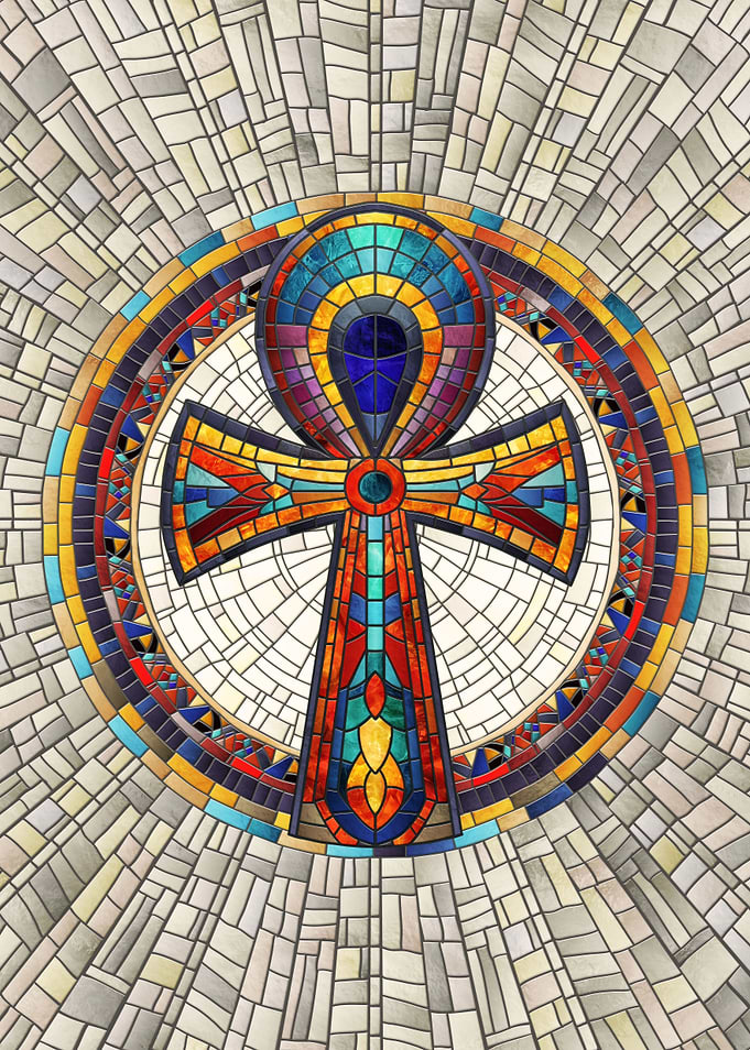 Ankh Cross Mosaic Art
