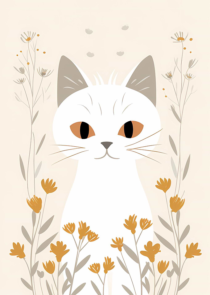 Cat Flowers Minimal