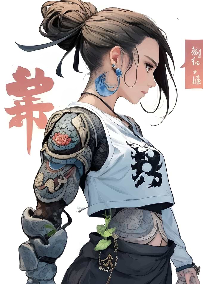 cyborg tattooed girl
