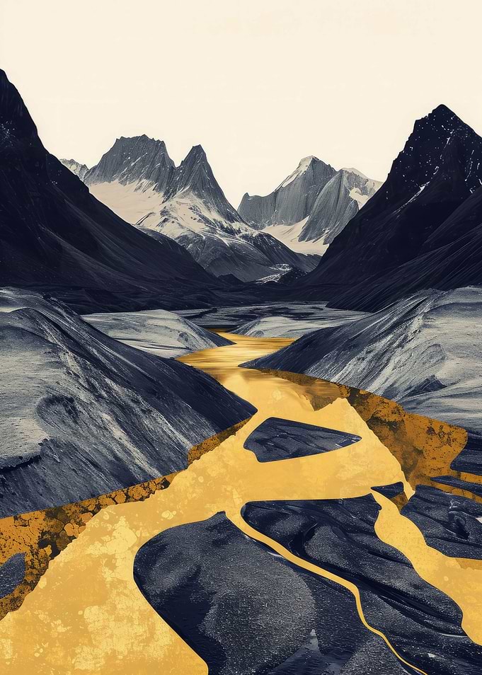 Mountain Nature Gold Decor