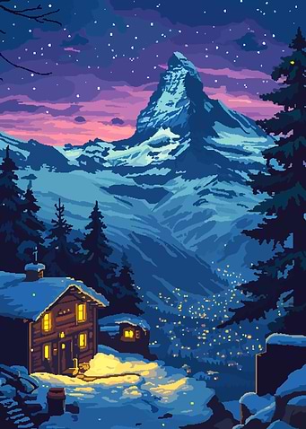 Swiss Matterhorn Pixel Art