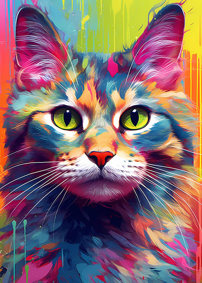 Psychedelic Cat Abstract