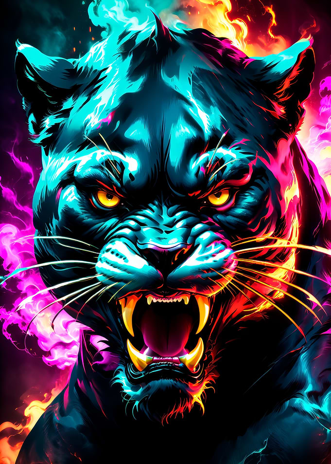 panther neon light art