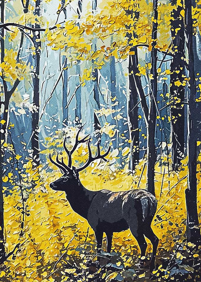 Deer and yellow forest