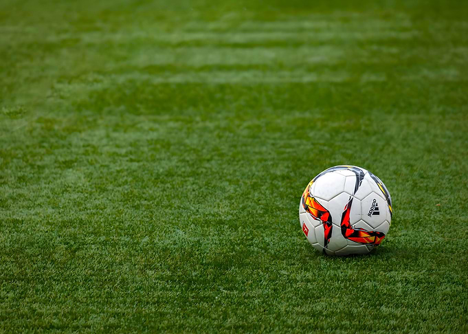 Soccer ball in grass poste