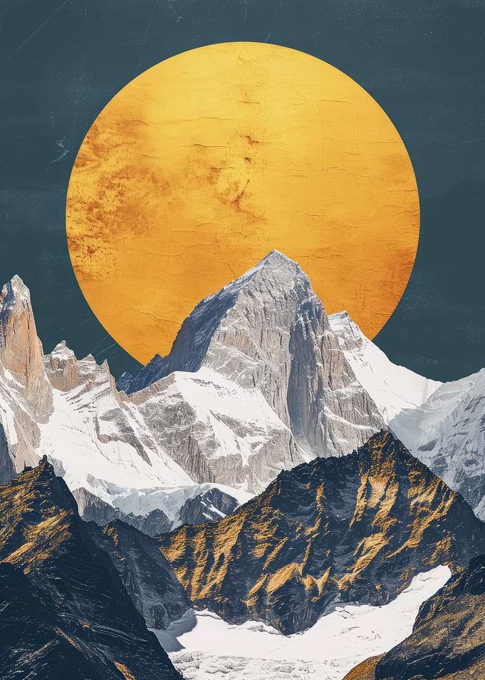 Mountain Nature Gold Decor