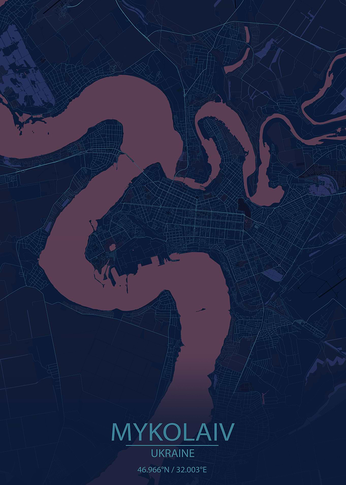 Mykolaiv Ukraine Blue Map