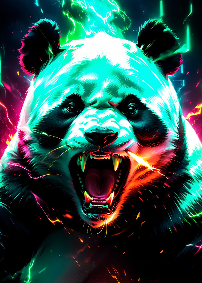 panda neon light art