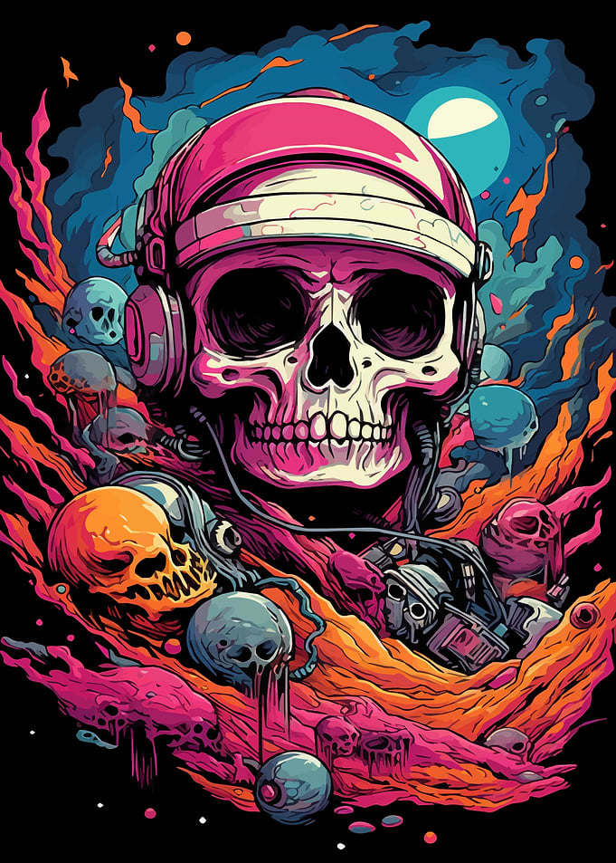Skull Astronaut In Space