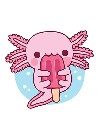 Cute Axolotl Eating