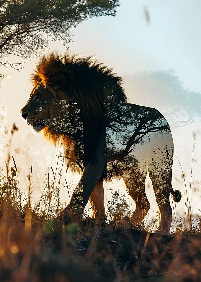 Lion Double Exposure