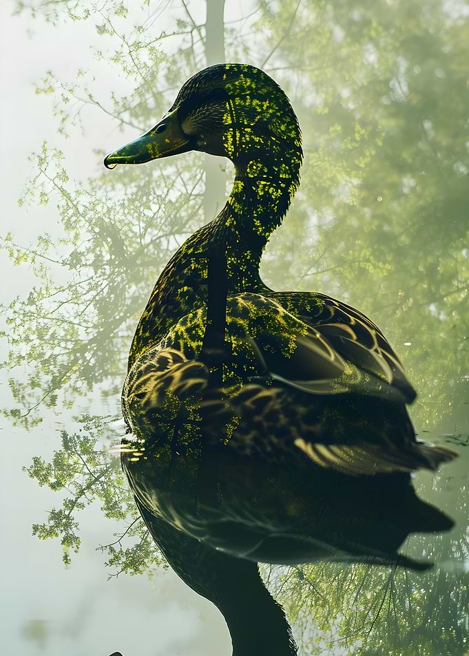 Duck Double Exposure Lake