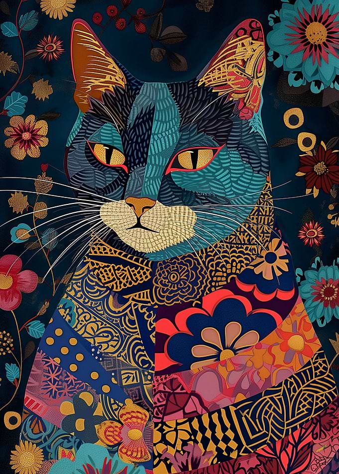 Eclectic Boho Kitty Cat