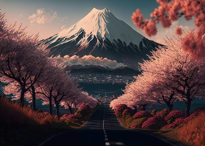 cherry blossom japan fuji