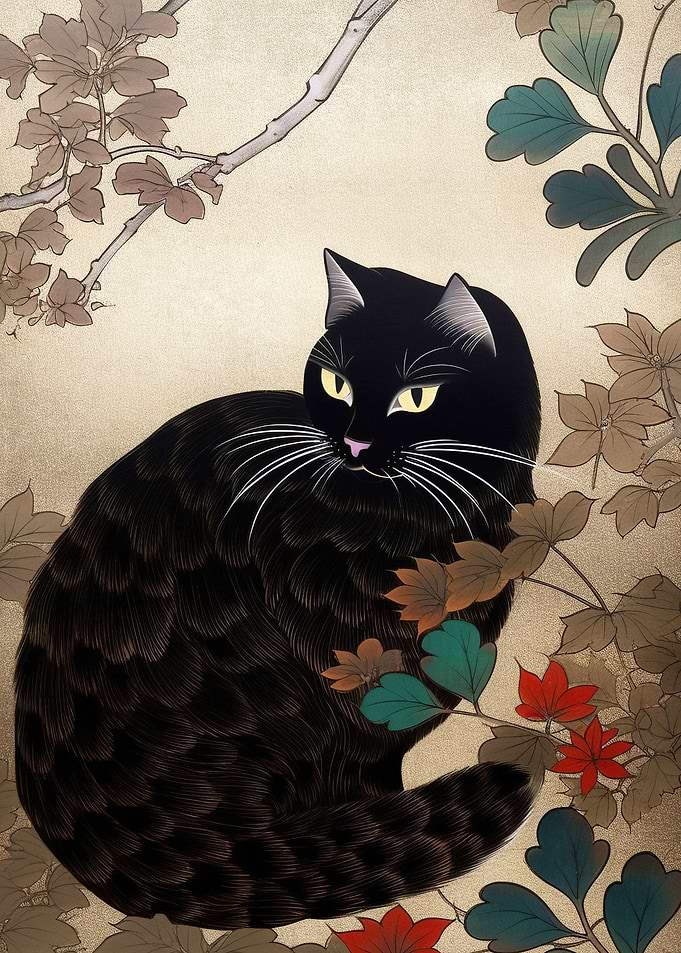 Black Cat In Forest