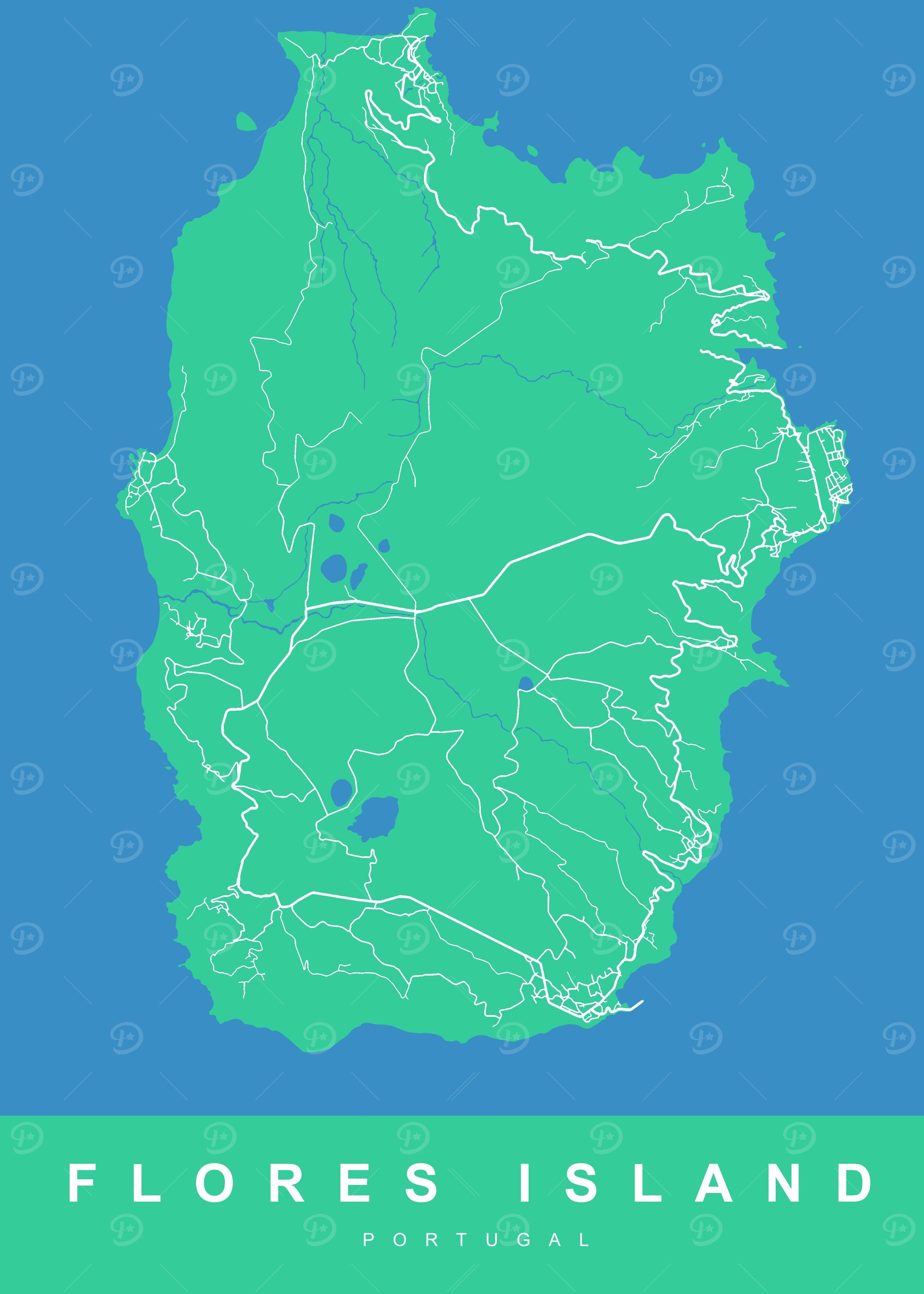 MAP FLORES ISLAND PORTUGAL