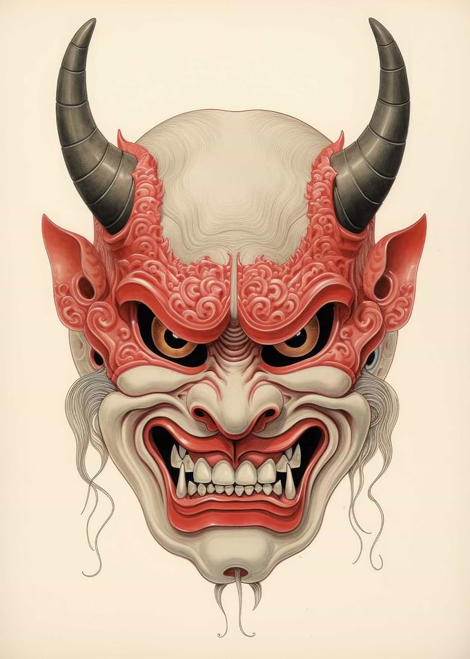 Oni Mask Japanese Painting