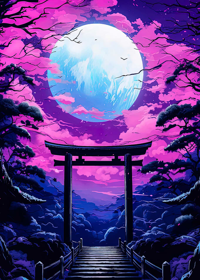 gate japan moon night