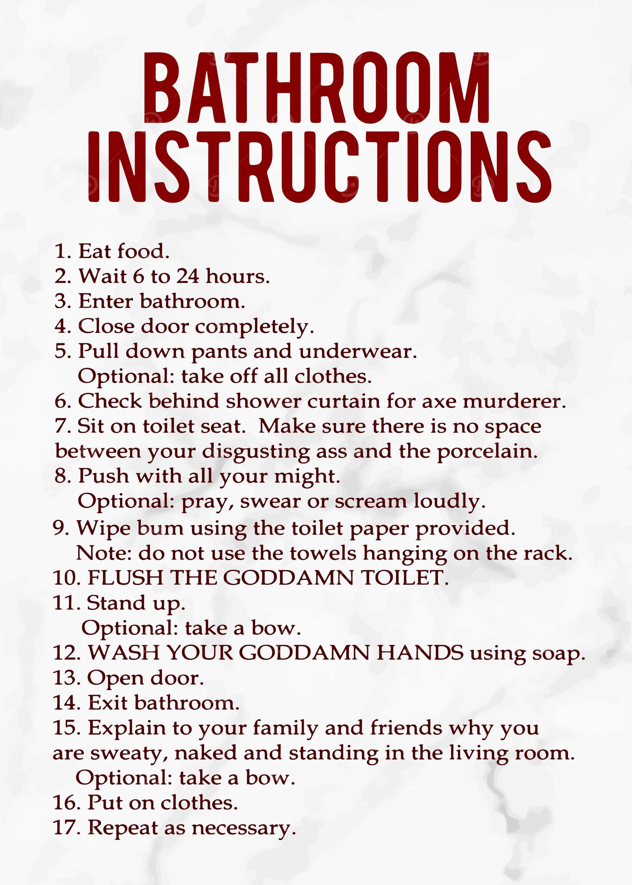 Funny Bathroom Instruction