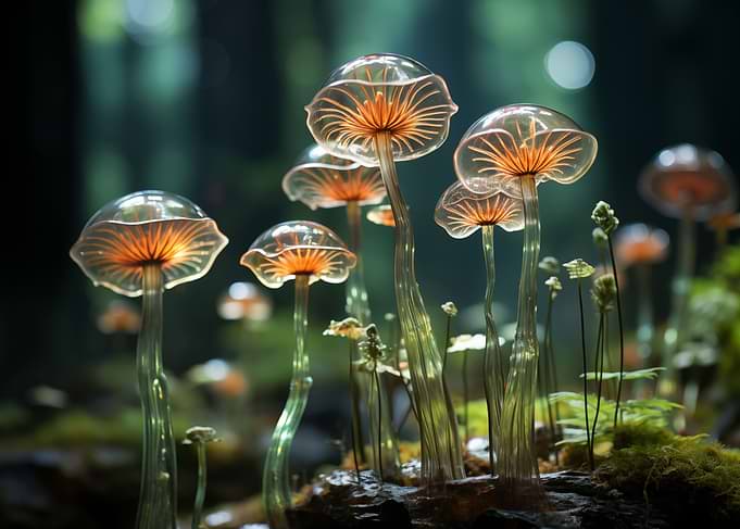Canopylike mushrooms cast