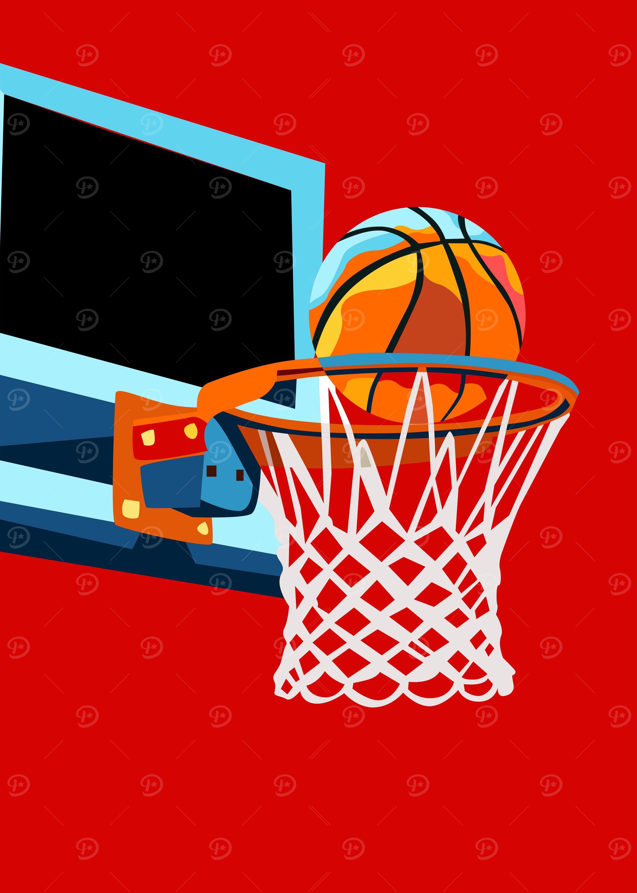 red background basketball