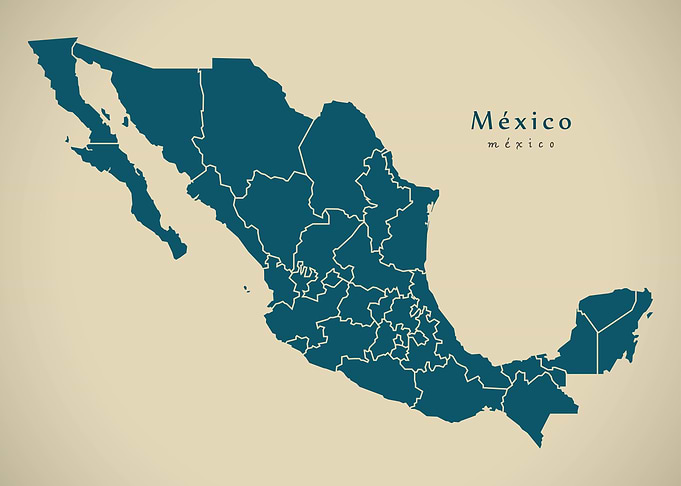 Mexico federal states map