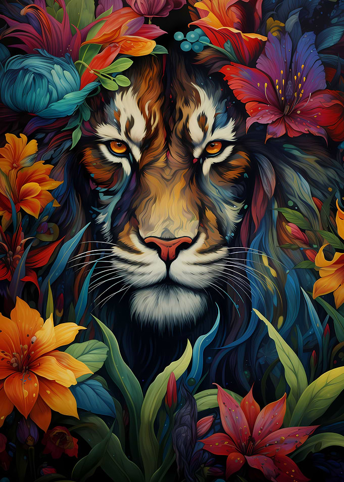 Colorful Wildlife Lion