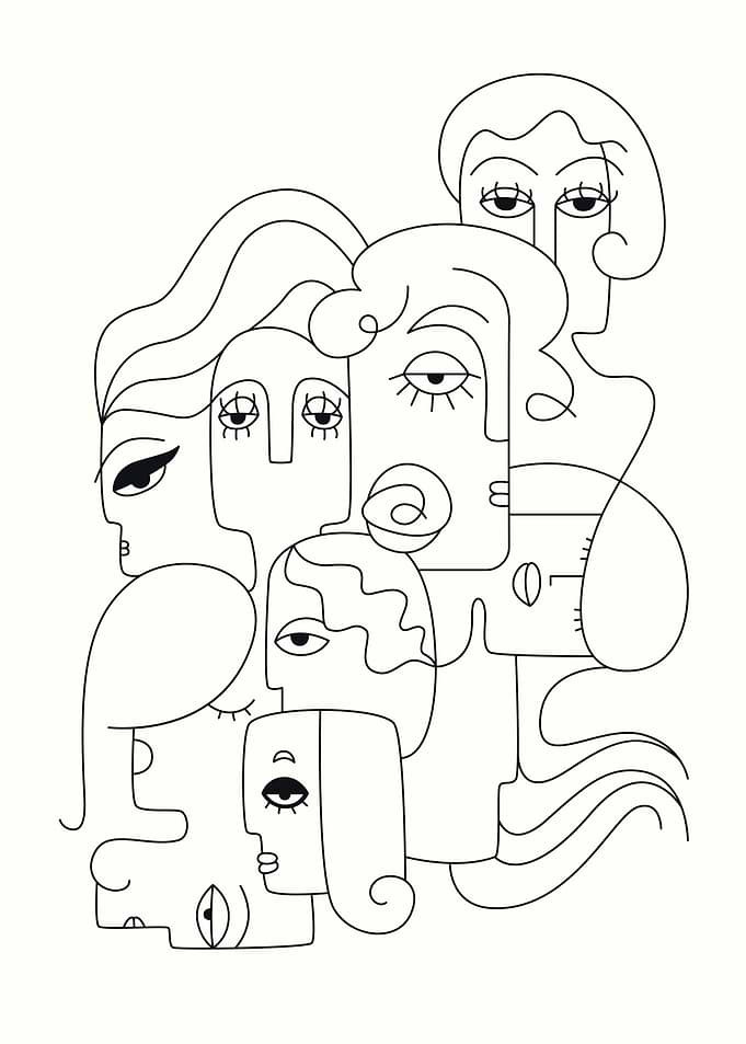 Art with doodle portraits