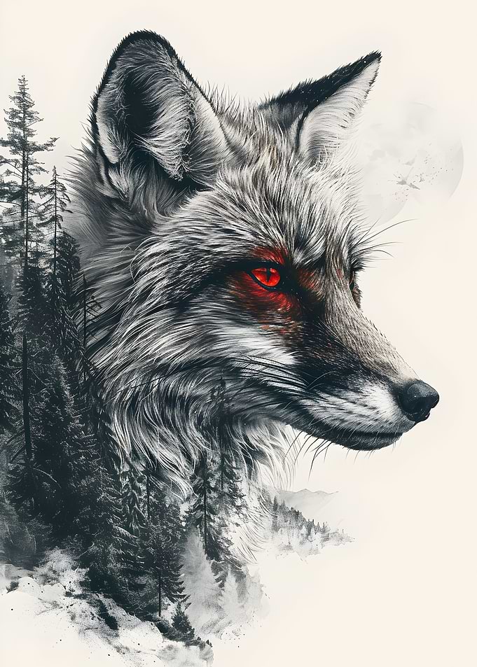 Fox Double Exposure Trees