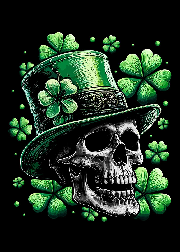 Irish Skull Shamrocks