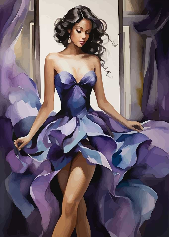 Sexy Woman In purple dress
