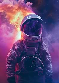 Burning Astronaut in Space