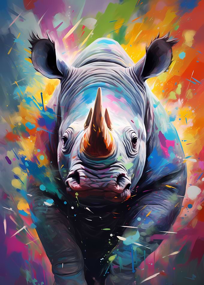 Colorful Wildlife Rhino