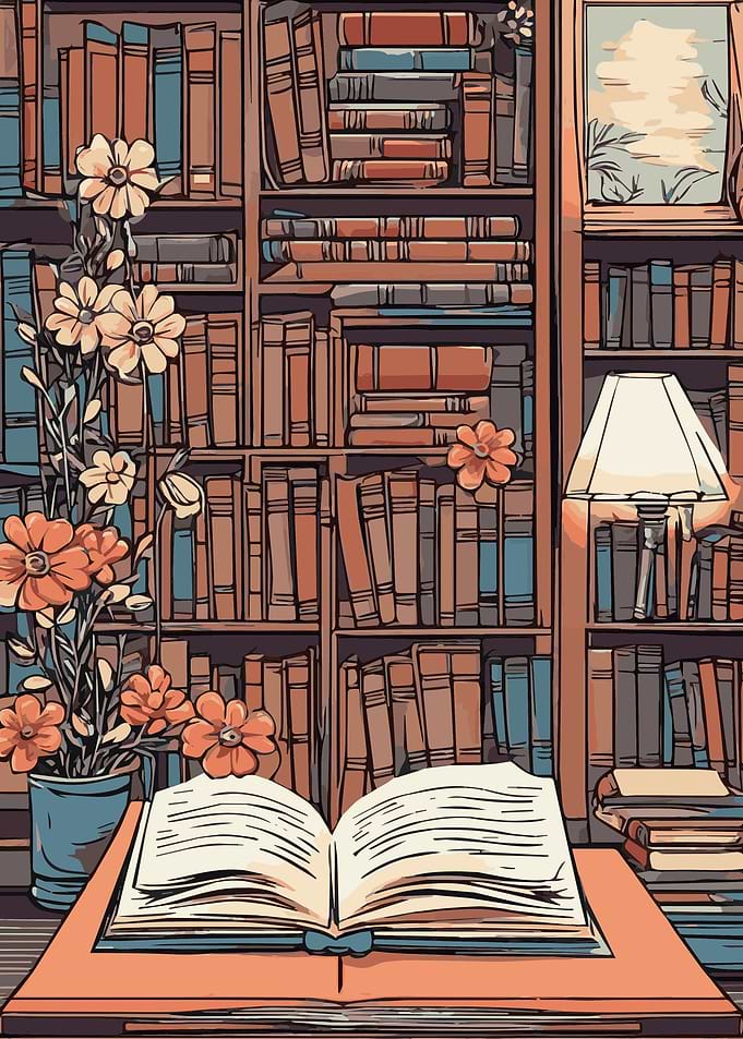 Reading Books Flowers 4