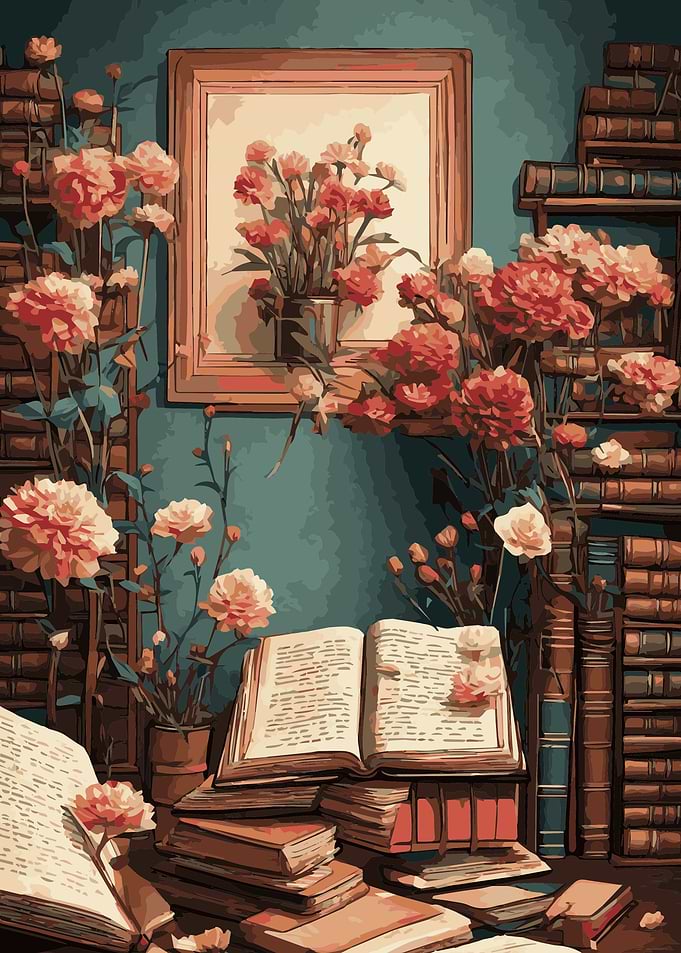 Reading Books Flowers 7