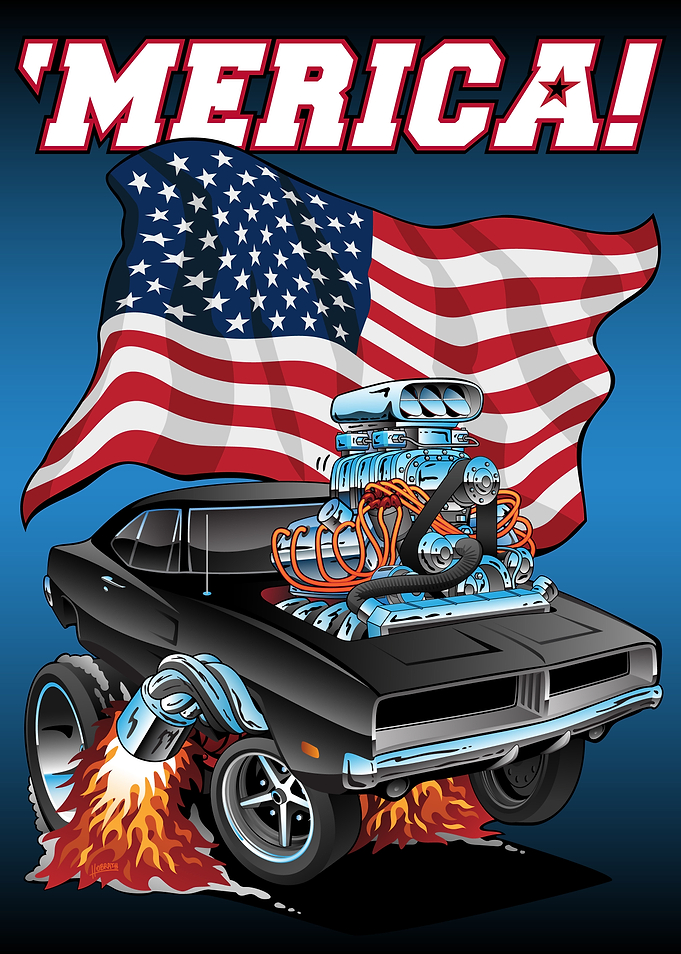 Classic Muscle Car Cartoon