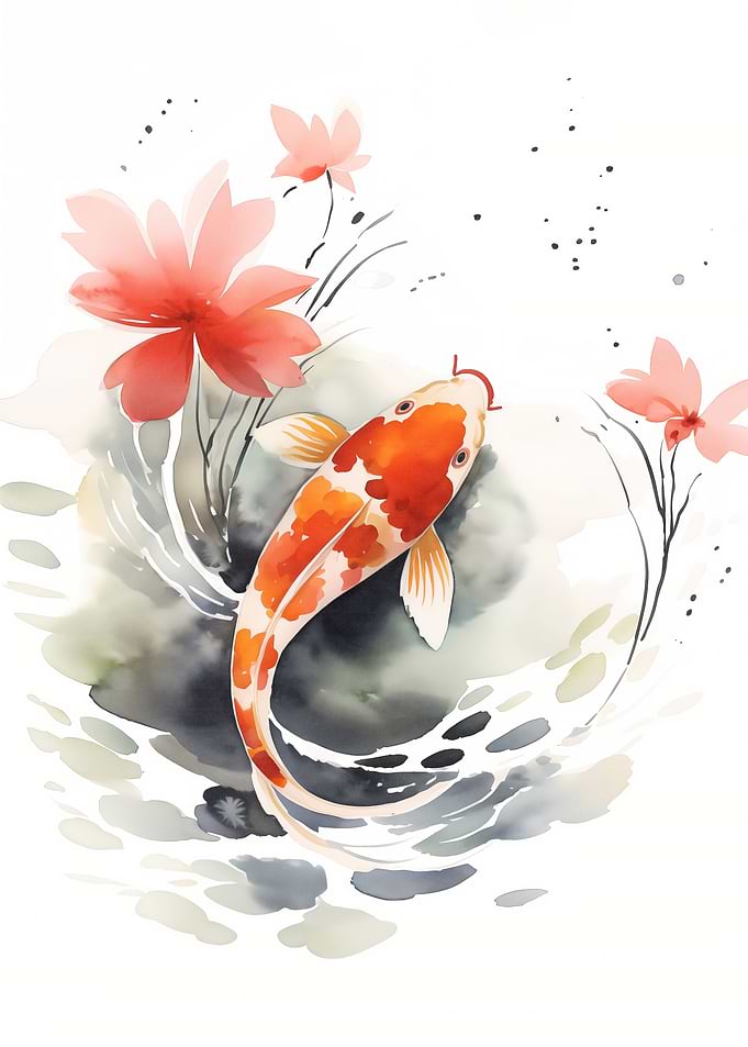 Japanese Floral Koi