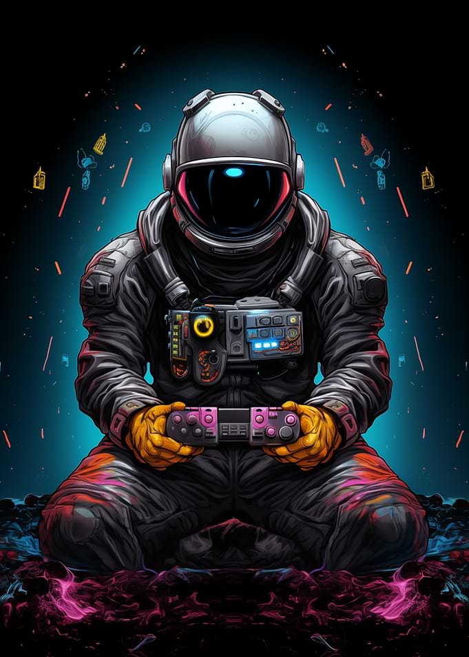 Astronaut Play Video Game