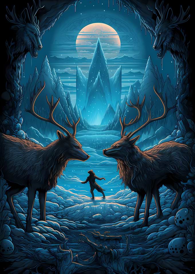 vintage deer poster art