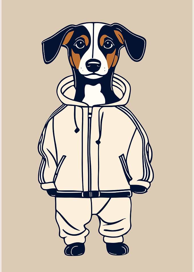 Cute Dog in Tracksuits