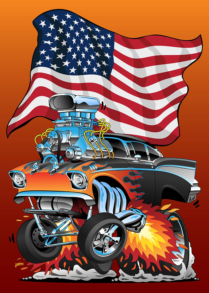 Classic Hotrod Car Cartoon